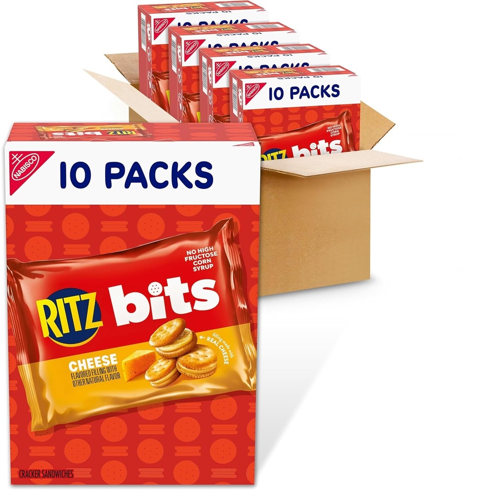 image:imageRITZ Bits Cheese Sandwich Crackers Bulk Lunch Snacks for Kids and Adults 40 Total Snack Packs 4 Boxes40 Ounce Pack of 1