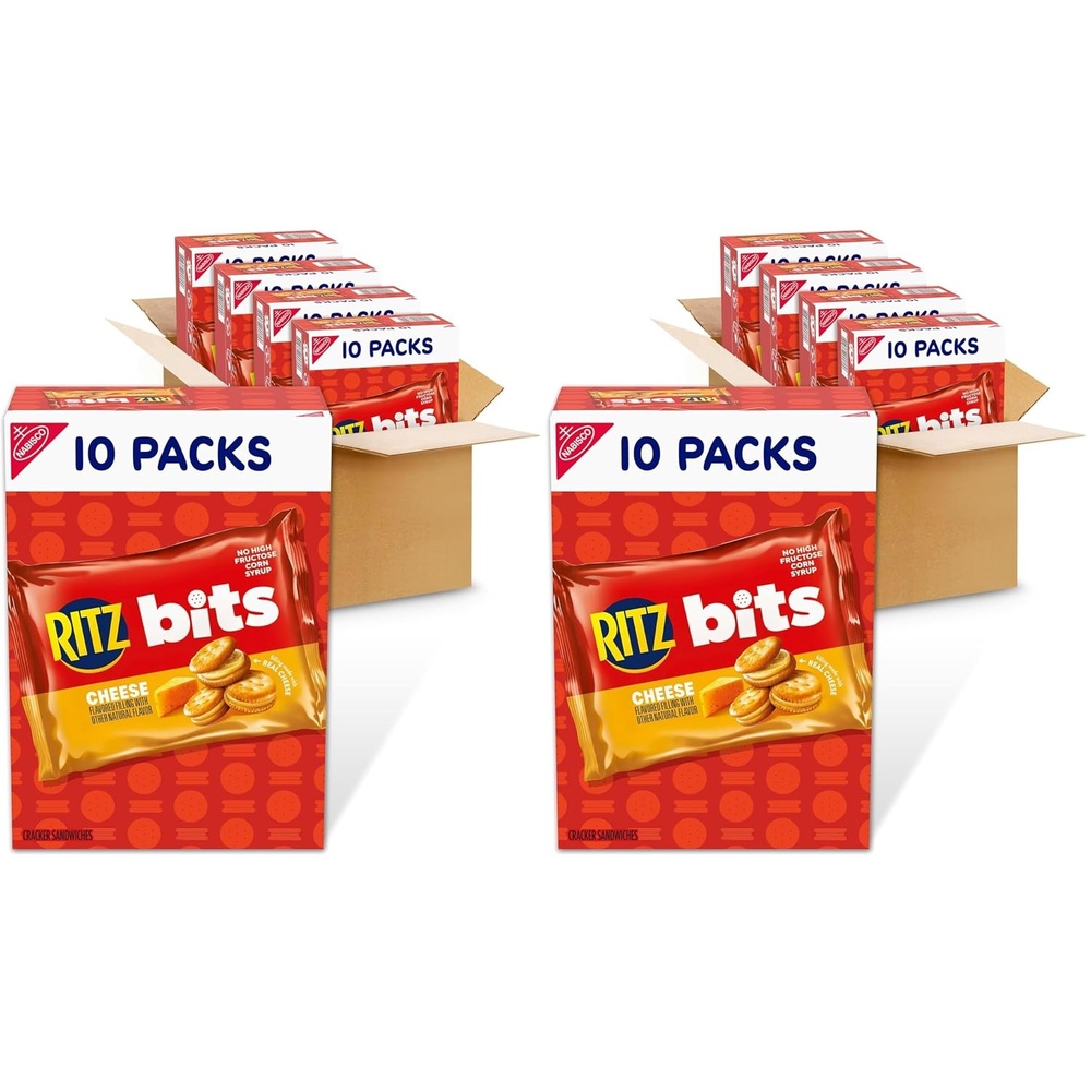 image:imageRITZ Bits Cheese Sandwich Crackers Bulk Lunch Snacks for Kids and Adults 40 Total Snack Packs 4 Boxes40 Ounce Pack of 2