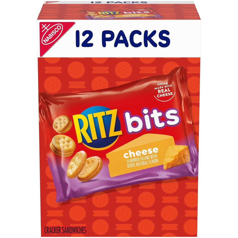 image:imageRITZ Bits Cheese Sandwich Crackers Snacks for Kids and Adults Bulk Lunch Snacks 60 15 oz PacksCheese