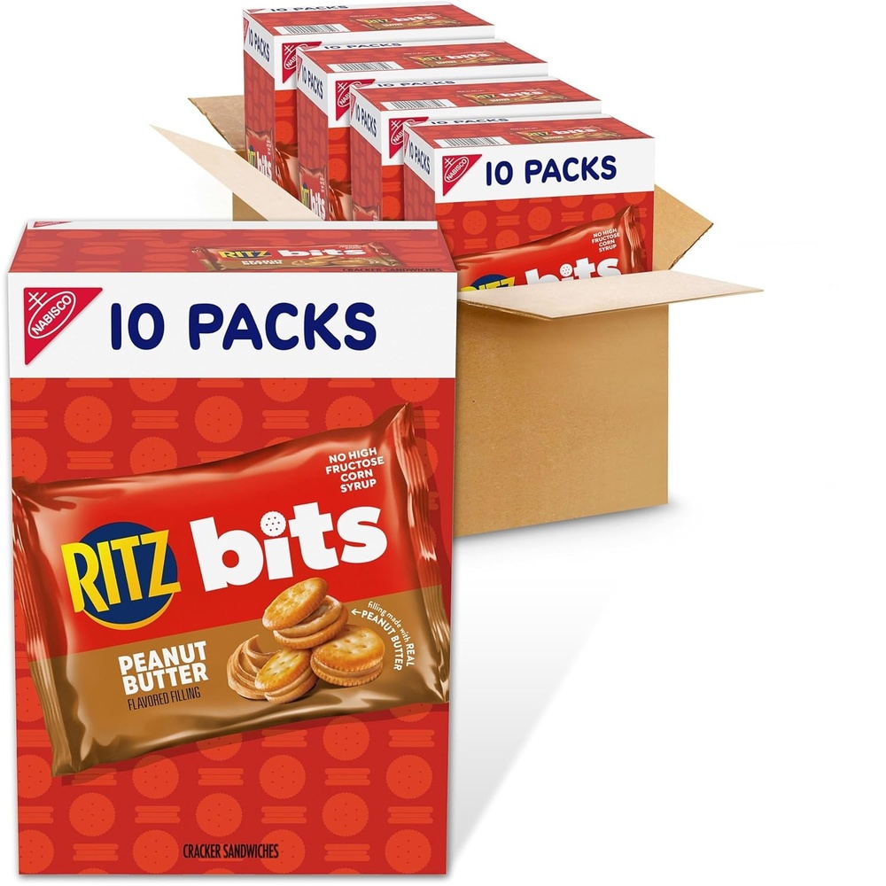 image:imageRITZ Bits Peanut Butter Sandwich Crackers Bulk Lunch Snacks 40 Snack Packs 4 Boxes