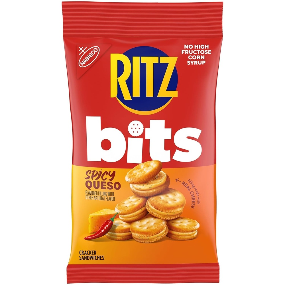 image:imageRITZ Bits Spicy Queso Cheese Sandwich Crackers Snacks for Kids and Adults Lunch Snacks 3 oz