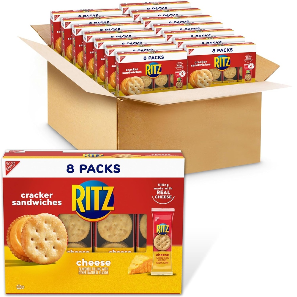 image:imageRITZ Cheese Sandwich Crackers Lunch Snacks 112 Snack Packs 14 Boxes 6 Crackers Per Pack
