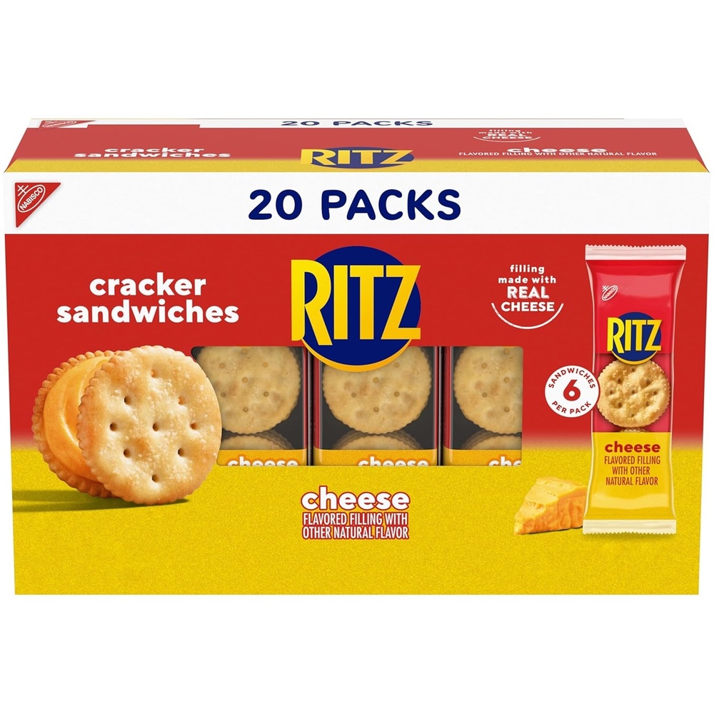 image:imageRITZ Cheese Sandwich Crackers Lunch Snacks 20 Snack Packs 6 Crackers Per Pack27 Ounce Pack of 1