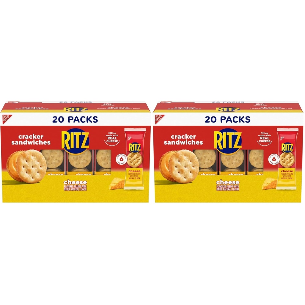 image:imageRITZ Cheese Sandwich Crackers Lunch Snacks 20 Snack Packs 6 Crackers Per Pack27 Ounce Pack of 2