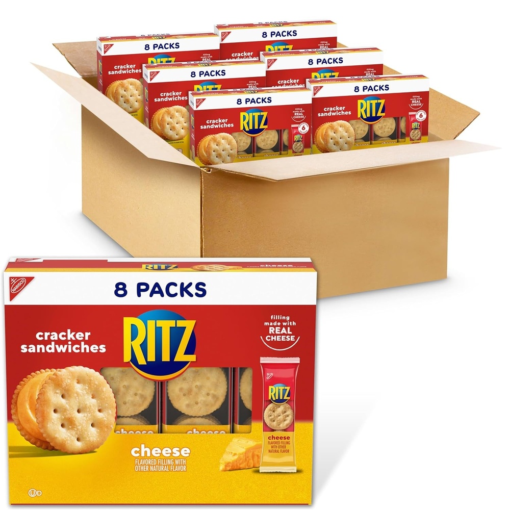image:imageRITZ Cheese Sandwich Crackers Lunch Snacks 48 Snack Packs 6 Boxes 6 Crackers Per Pack