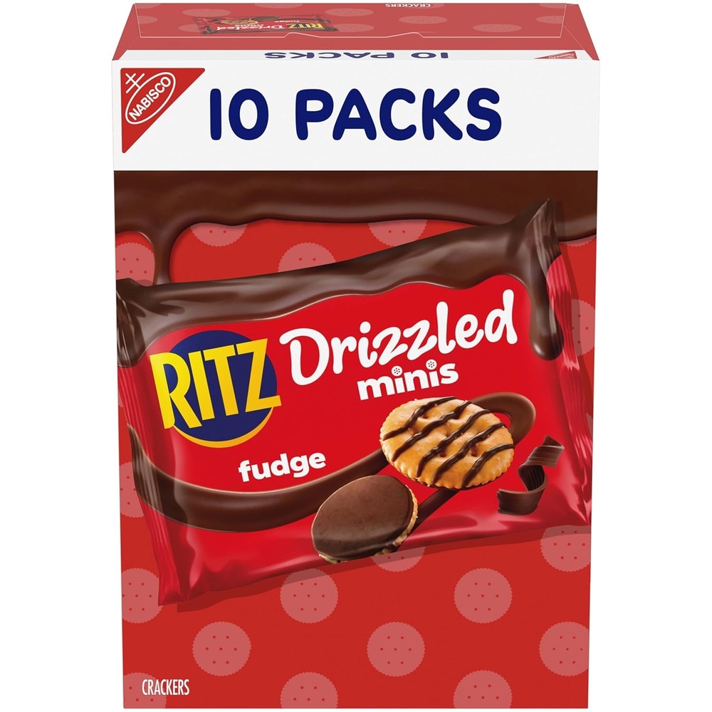 image:imageRITZ Drizzled Minis Fudge Crackers Lunch Snacks for Kids and Adults 10 Snack Packs9 Ounce Pack of 1