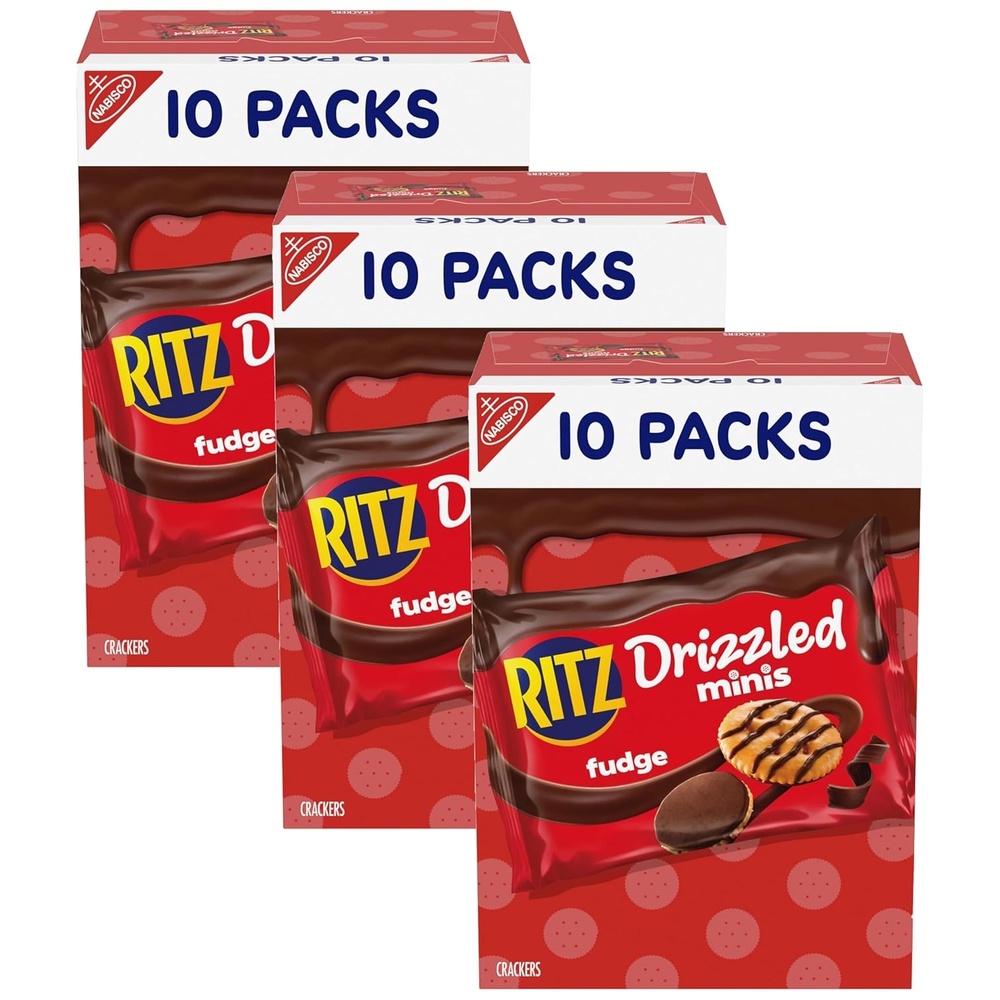 image:imageRITZ Drizzled Minis Fudge Crackers Lunch Snacks for Kids and Adults 10 Snack Packs9 Ounce Pack of 3