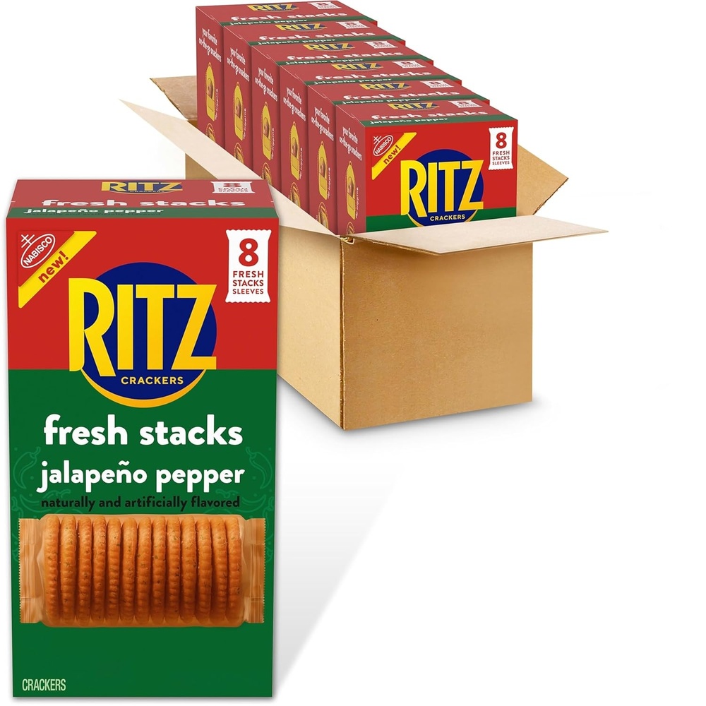 image:imageRITZ Fresh Stacks Jalapeno Pepper Crackers Bulk Travel Snacks 6 Boxes 48 Multi Snack Packs