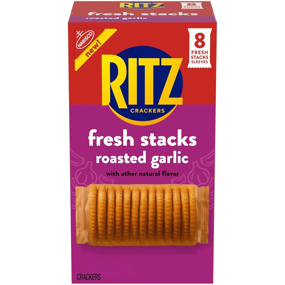 image:imageRITZ Fresh Stacks Savory Onion Crackers Travel Snacks 115 oz 8 Multi Snack PacksRoasted Garlic