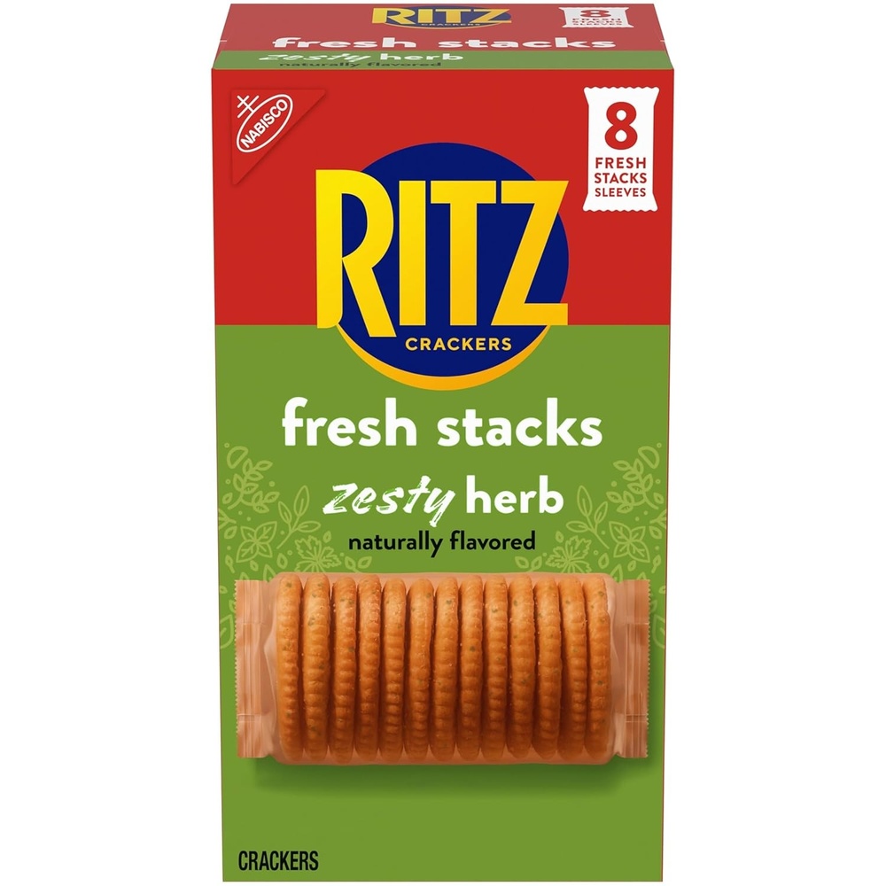 image:imageRITZ Fresh Stacks Savory Onion Crackers Travel Snacks 115 oz 8 Multi Snack PacksZesty Herb