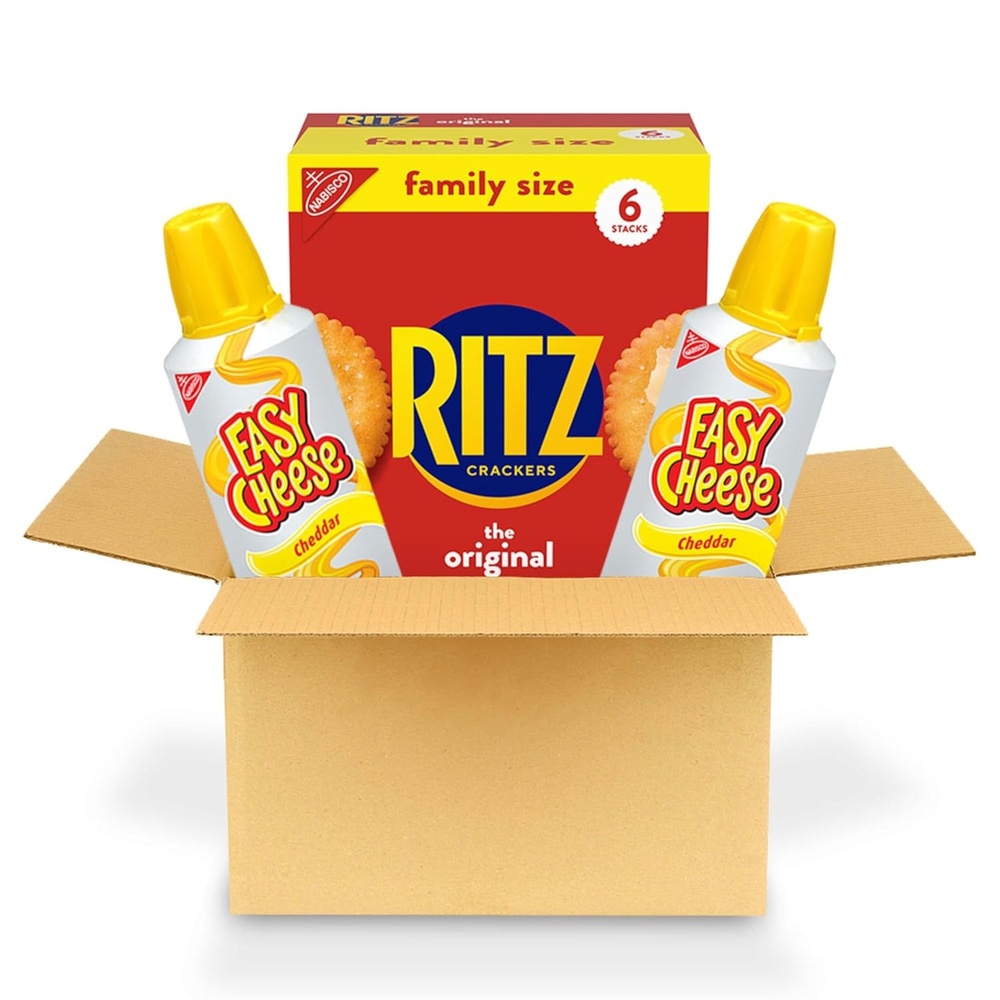 image:imageRITZ Original Crackers and Easy Cheese Cheddar Snack Variety Pack 1 Family Size Box amp 2 Cans