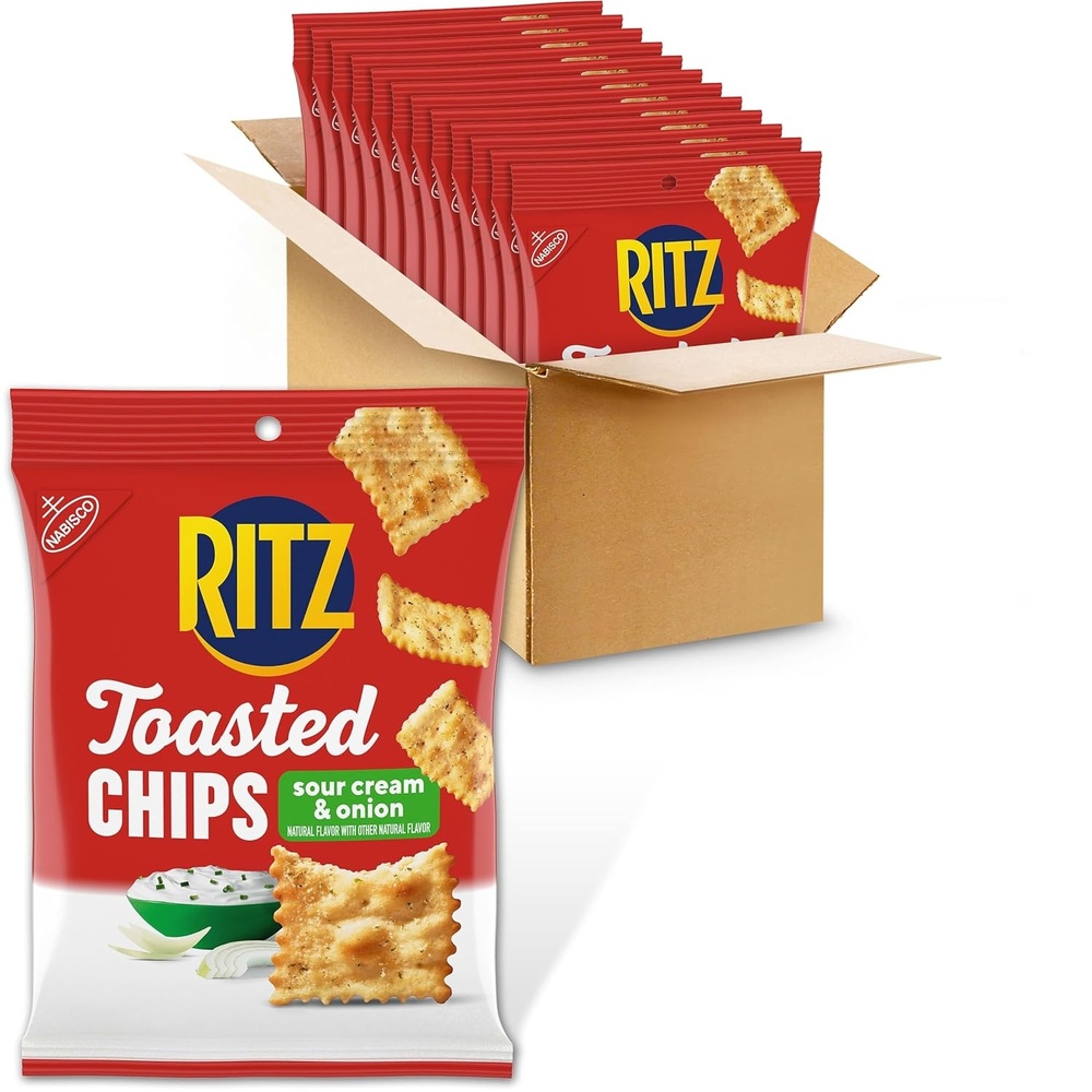 image:imageRITZ Toasted Chips Sour Cream and Onion Crackers Bulk Individual Snacks 12 Snack Packs