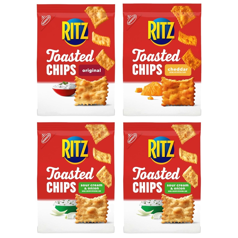 image:imageRITZ Toasted Chips Variety Pack Cheddar Sour Cream and Onion and Original Crackers Party Snacks Bulk Snacks 4 Bags