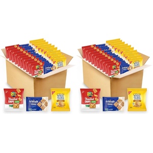 Nabisco Cracker Variety Pack, RITZ Toasted Chips, Wheat Thins Snacks Whole Grain Wheat Crackers and Triscuit Minis Whole Grain Wheat Vegan Crackers, 40 Snack Packs(1.51 Ounce (Pack of 80))