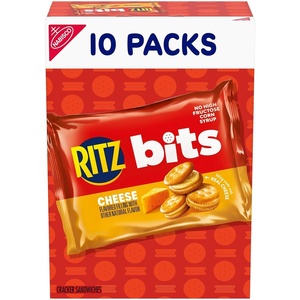 RITZ Bits Cheese Sandwich Crackers, Lunch Snacks for Kids and Adults, 10 Snack Packs
