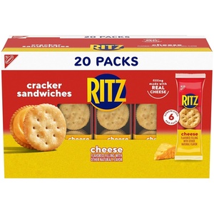 RITZ Cheese Sandwich Crackers, Lunch Snacks, 20 Snack Packs (6 Crackers Per Pack)(27 Ounce (Pack of 1))