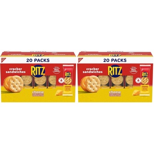 RITZ Cheese Sandwich Crackers, Lunch Snacks, 20 Snack Packs (6 Crackers Per Pack)(27 Ounce (Pack of 2))