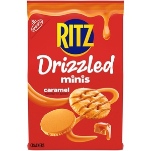 RITZ Drizzled Minis Caramel Crackers, Snacks for Kids and Adults, Party Snacks, 8 oz