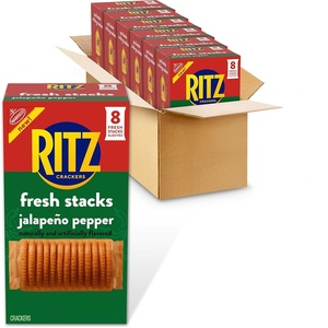 RITZ Fresh Stacks Jalapeno Pepper Crackers, Bulk Travel Snacks, 6 Boxes (48 Multi Snack Packs)