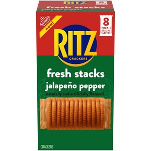 RITZ Fresh Stacks Savory Onion Crackers, Travel Snacks, 11.5 oz (8 Multi Snack Packs)(Jalapeno)