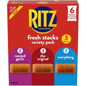 RITZ Fresh Stacks Savory Onion Crackers, Travel Snacks, 11.5 oz (8 Multi Snack Packs)(ORIGINAL/GARLIC/EVERYTHING)