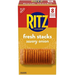 RITZ Fresh Stacks Savory Onion Crackers, Travel Snacks, 11.5 oz (8 Multi Snack Packs)(Savory Onion)