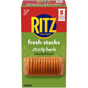 RITZ Fresh Stacks Savory Onion Crackers, Travel Snacks, 11.5 oz (8 Multi Snack Packs)(Zesty Herb)
