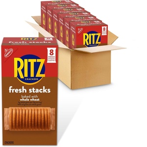 RITZ Fresh Stacks Whole Wheat Crackers, Bulk Travel Snacks, 6 Boxes (48 Multi Snack Packs)(Whole Wheat)