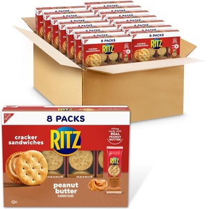 RITZ Peanut Butter Sandwich Crackers, Lunch Snacks, 112 Snack Packs (14 Boxes, 6 Crackers Per Pack)(8 Count (Pack of 14))
