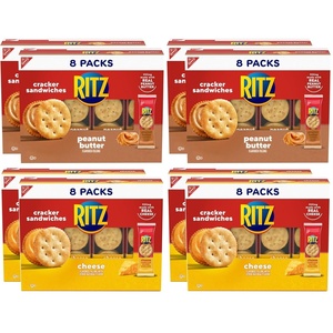RITZ Peanut Butter and Cheese Sandwich Crackers Variety Pack, Lunch Snacks, 32 Snack Packs (6 Crackers Per Pack)(43.68 Ounce (Pack of 2))