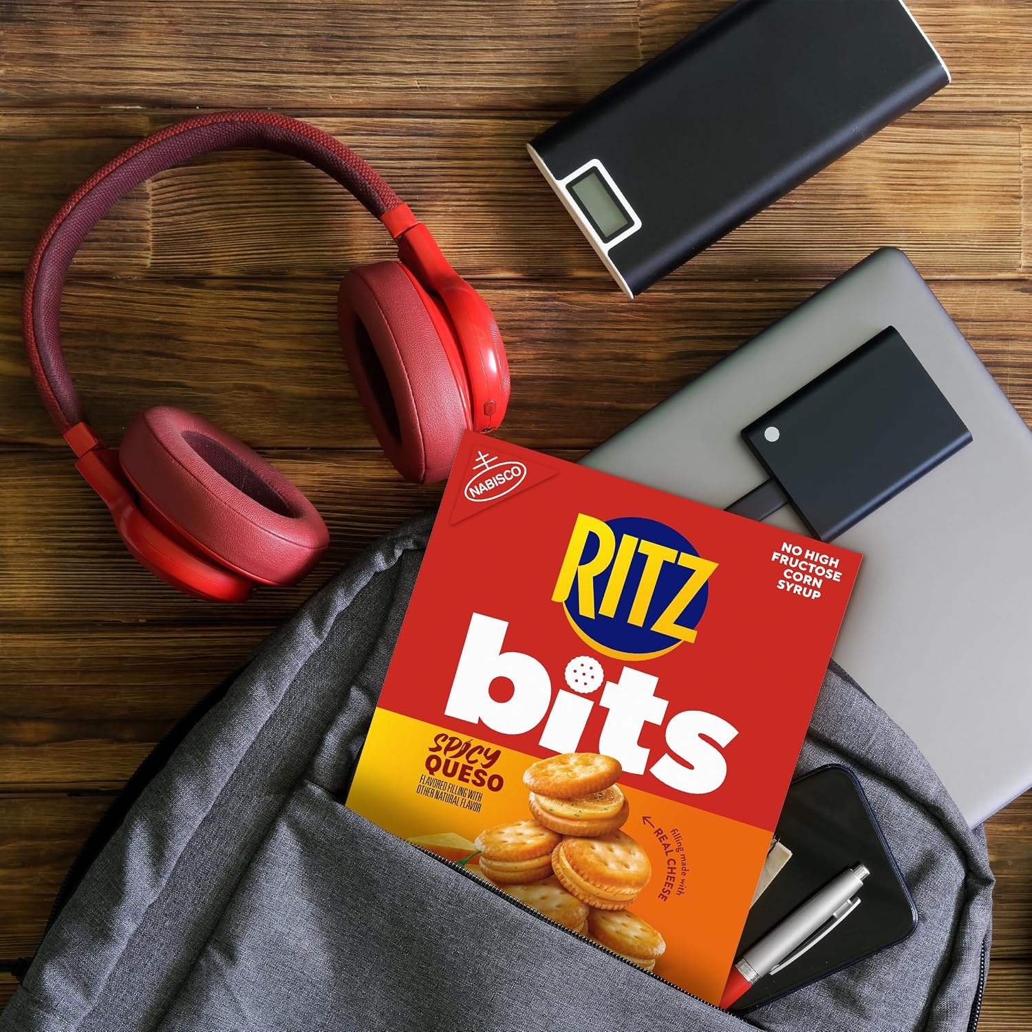 image:imageRITZ Bits Spicy Queso Cheese Sandwich Crackers Snacks for Kids and Adults Lunch Snacks 88 oz