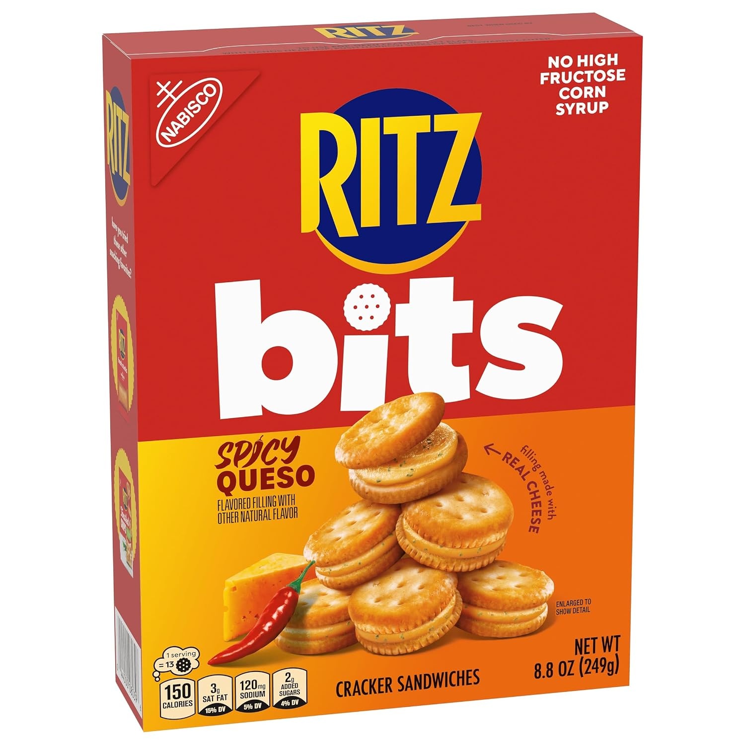 image:imageRITZ Bits Spicy Queso Cheese Sandwich Crackers Snacks for Kids and Adults Lunch Snacks 88 oz
