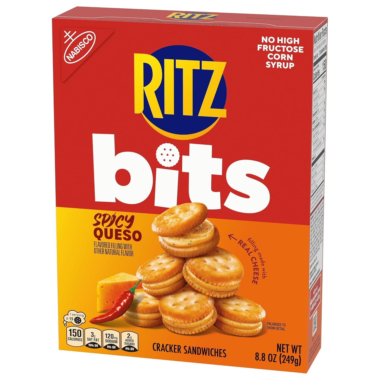image:imageRITZ Bits Spicy Queso Cheese Sandwich Crackers Snacks for Kids and Adults Lunch Snacks 88 oz