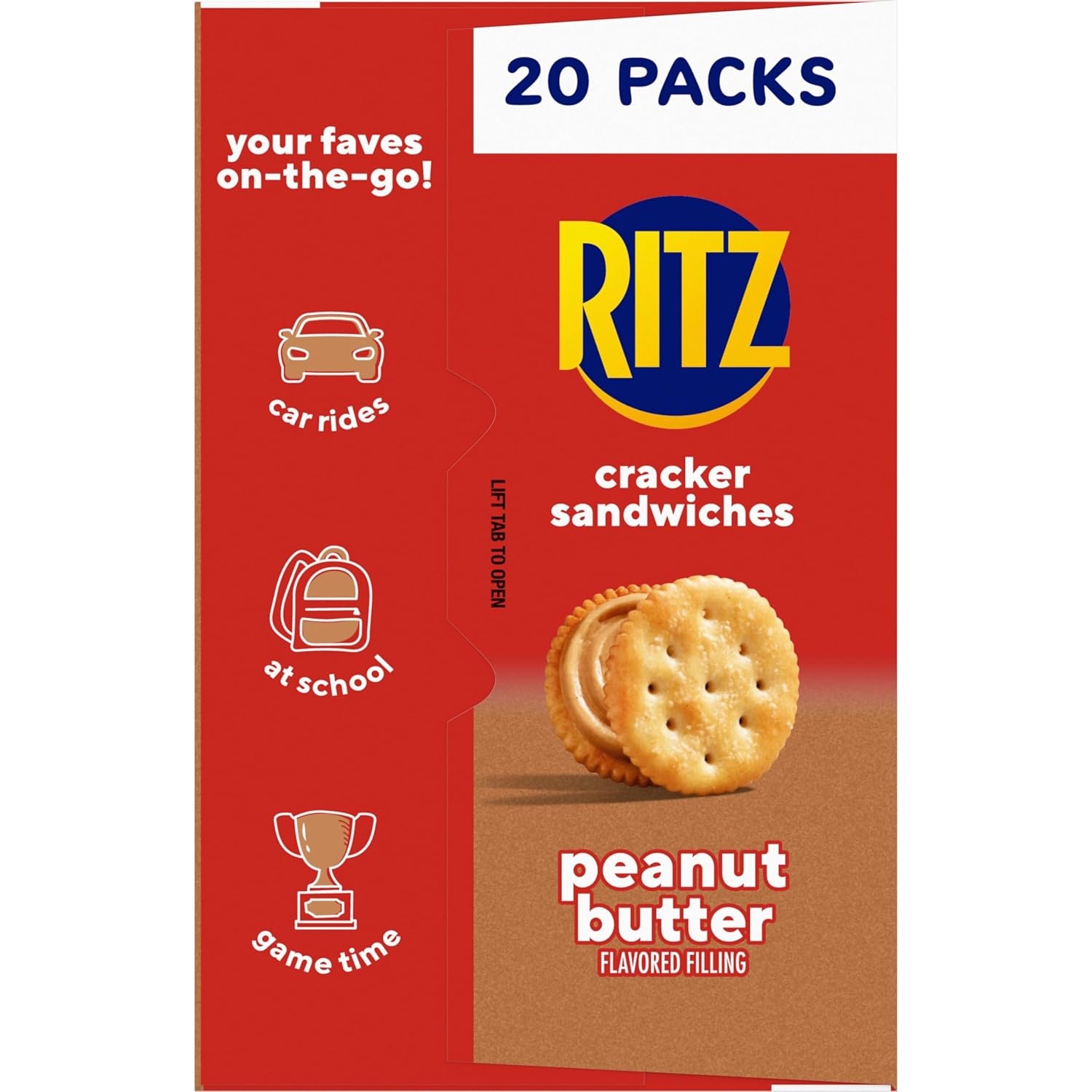 image:imageRITZ Peanut Butter Sandwich Crackers 4g Protein 20 Snack PacksPeanut Butter