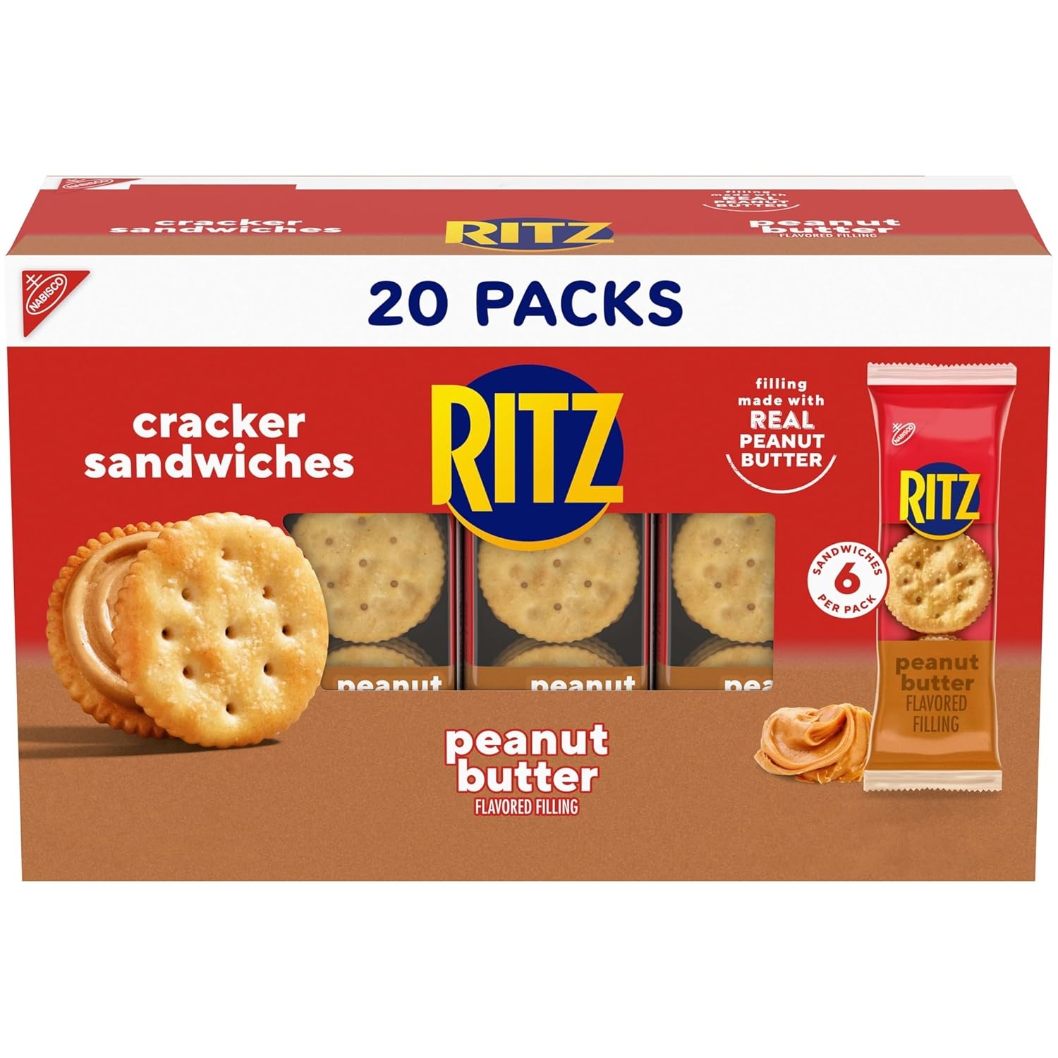 image:imageRITZ Peanut Butter Sandwich Crackers 4g Protein 20 Snack PacksPeanut Butter