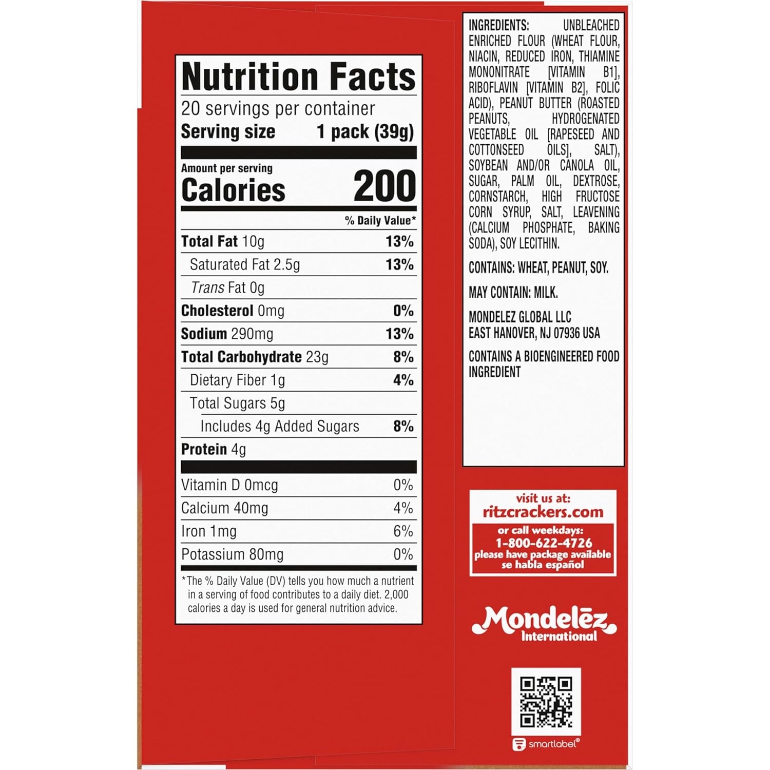image:imageRITZ Peanut Butter Sandwich Crackers 4g Protein 20 Snack PacksPeanut Butter