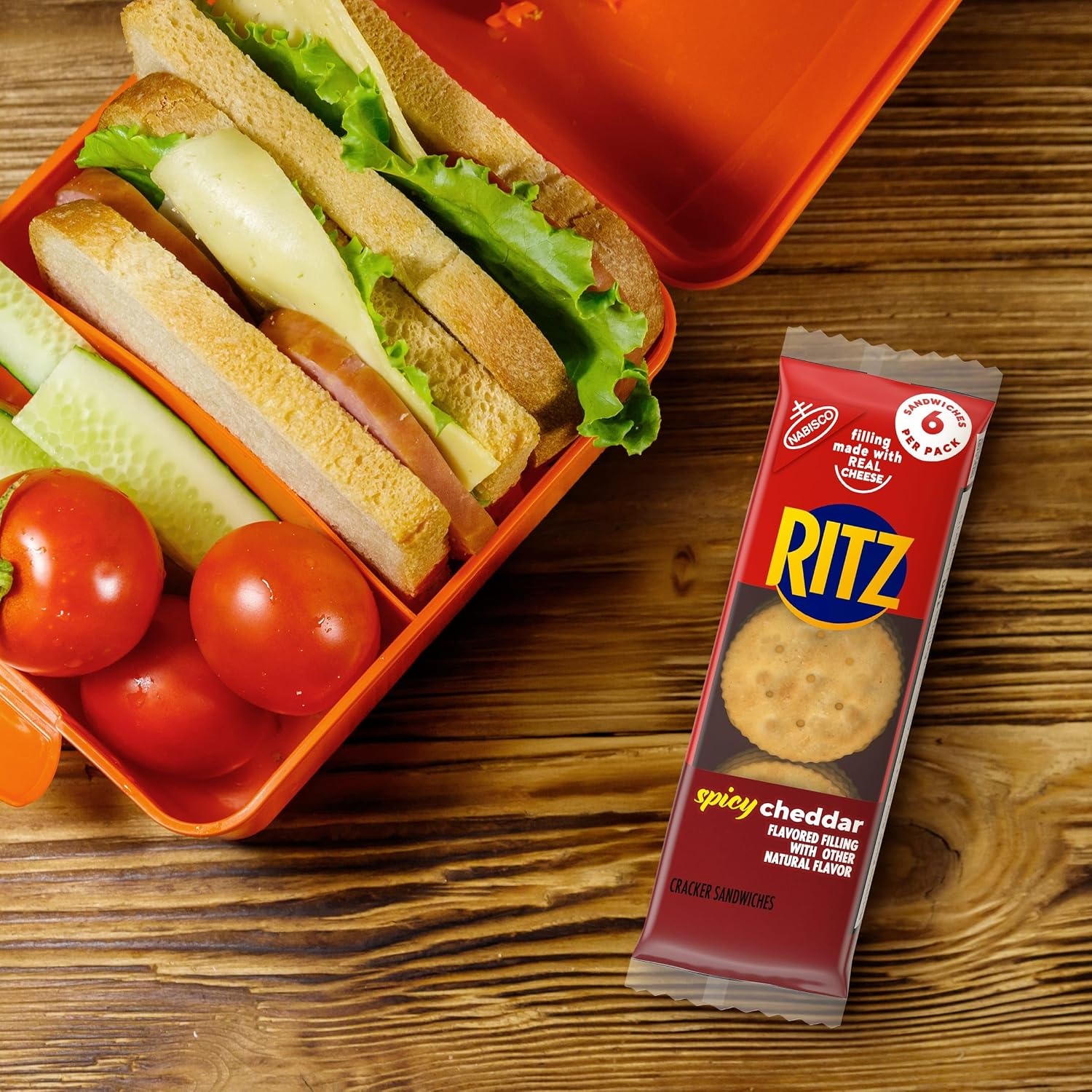image:imageRITZ Peanut Butter Sandwich Crackers 4g Protein 20 Snack PacksSpicy Cheddar