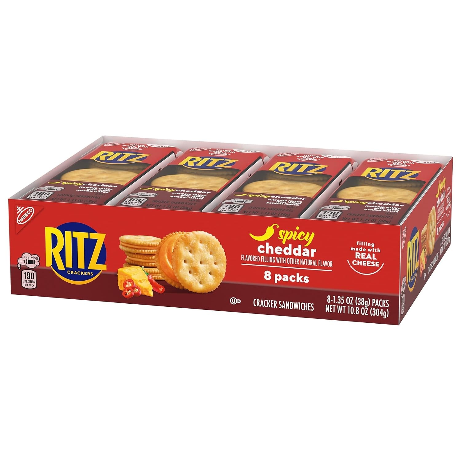 image:imageRITZ Peanut Butter Sandwich Crackers 4g Protein 20 Snack PacksSpicy Cheddar