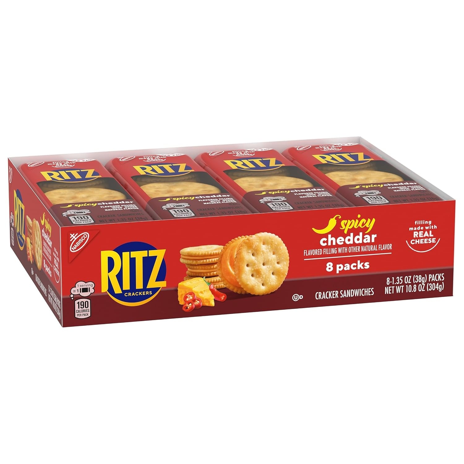 image:imageRITZ Peanut Butter Sandwich Crackers 4g Protein 20 Snack PacksSpicy Cheddar
