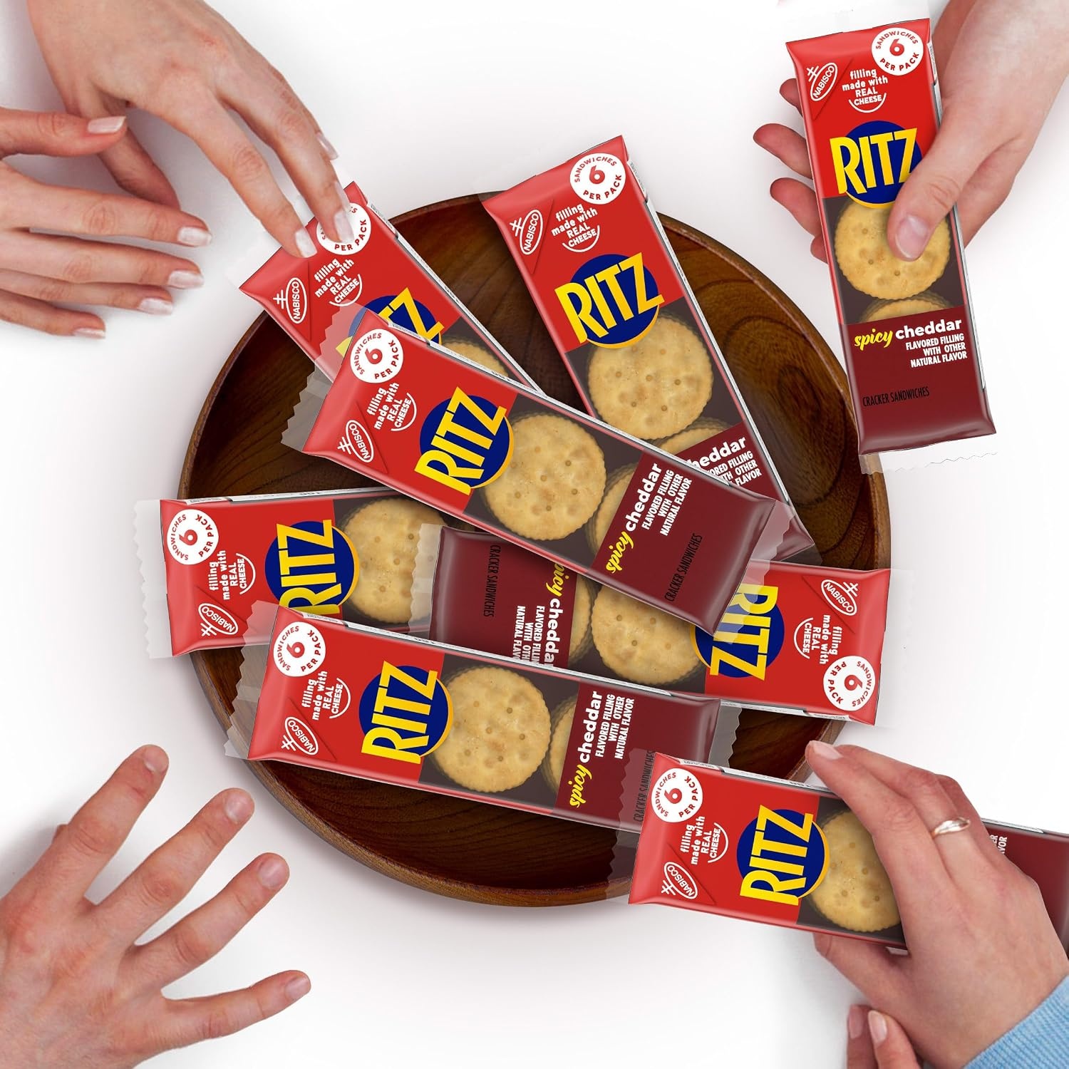 image:imageRITZ Peanut Butter Sandwich Crackers 4g Protein 20 Snack PacksSpicy Cheddar