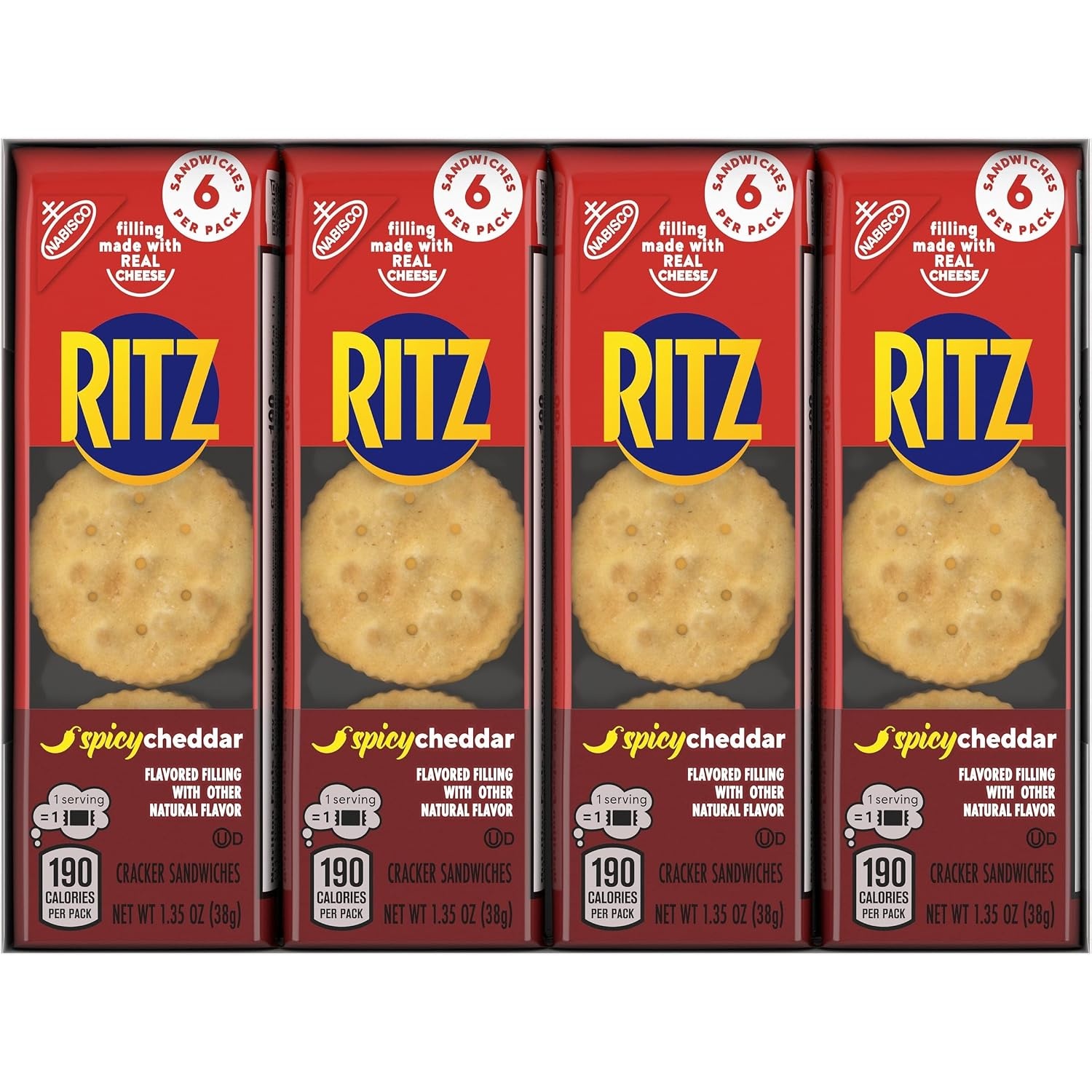 image:imageRITZ Peanut Butter Sandwich Crackers 4g Protein 20 Snack PacksSpicy Cheddar