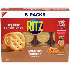 RITZ Peanut Butter Sandwich Crackers, 4g Protein, 20 Snack Packs(Peanut Butter)