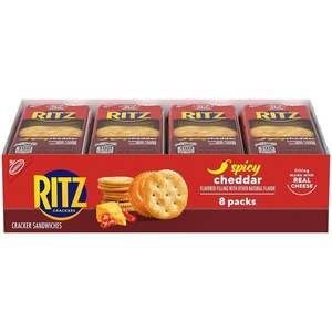RITZ Peanut Butter Sandwich Crackers, 4g Protein, 20 Snack Packs(Spicy Cheddar)