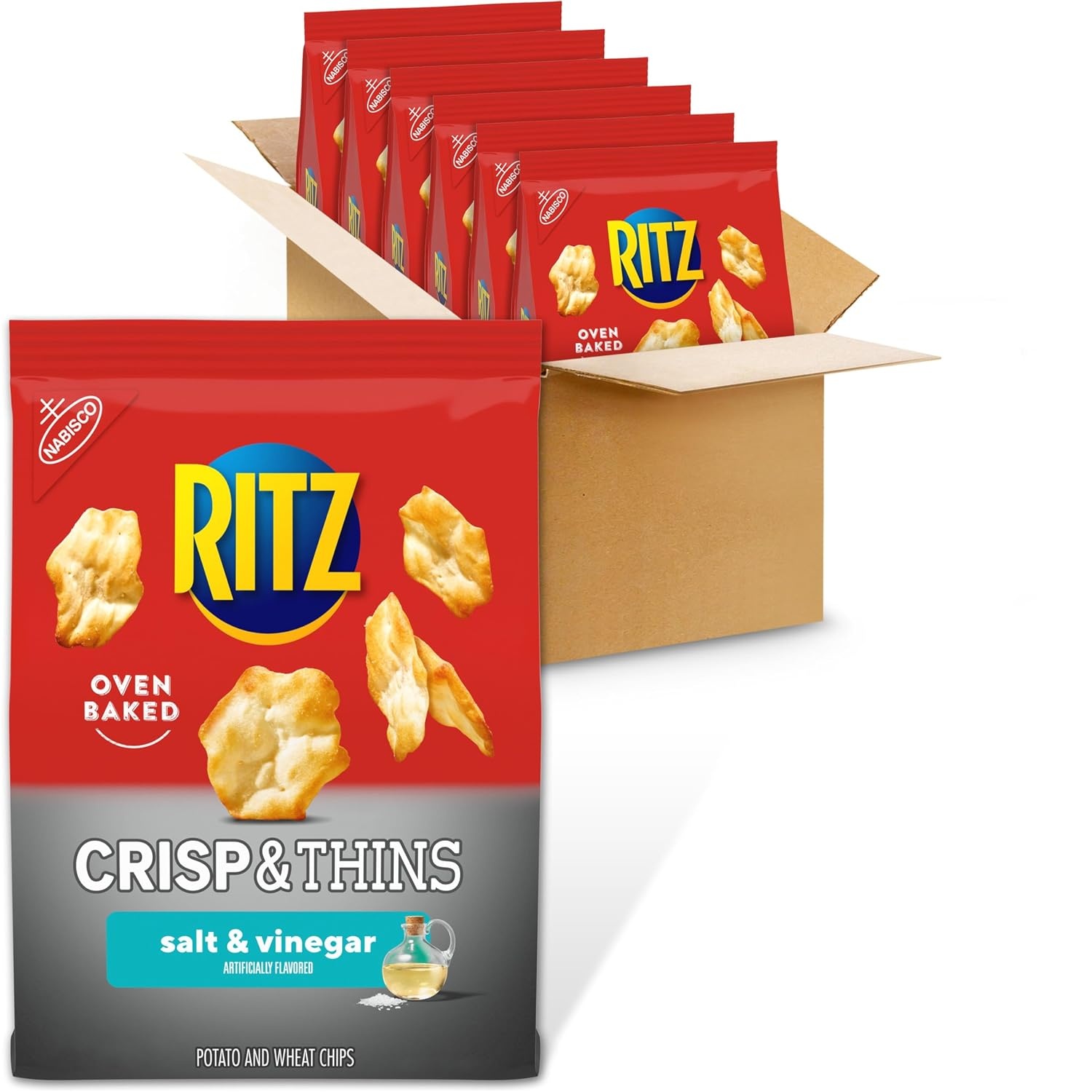 image:imageRITZ Crisp and Thins Original with Creamy Onion and Sea Salt Chips Party Snacks 71 ozSalt and Vinegar