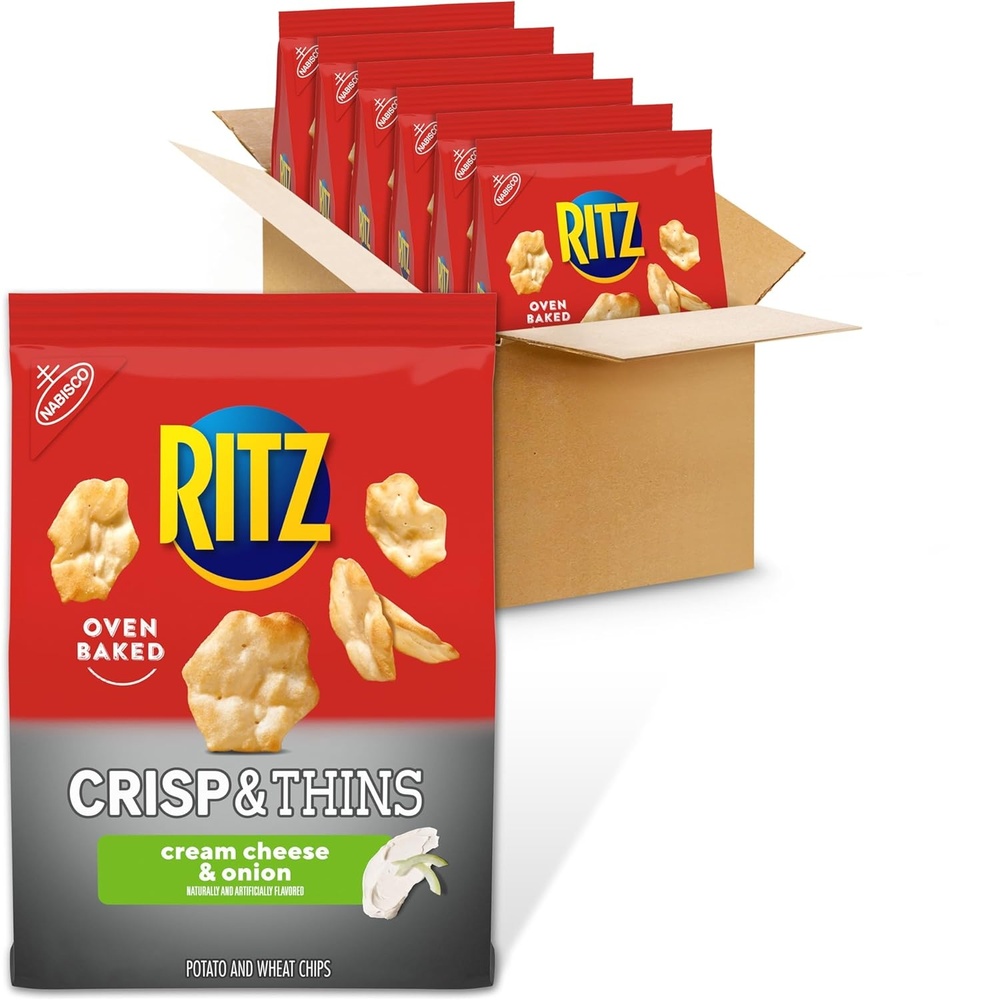 image:imageRITZ Crisp and Thins Original with Creamy Onion and Sea Salt Chips Party Snacks 71 ozCream Cheese and Onion