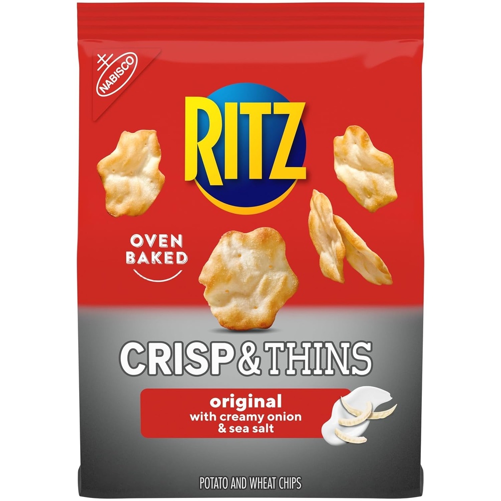 image:imageRITZ Crisp and Thins Original with Creamy Onion and Sea Salt Chips Party Snacks 71 ozOriginal with Creamy Onion and Sea Salt