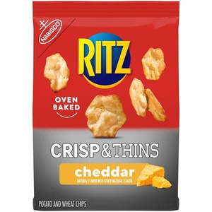 RITZ Crisp and Thins Original with Creamy Onion and Sea Salt Chips, Party Snacks, 7.1 oz(Cheddar Cheese)